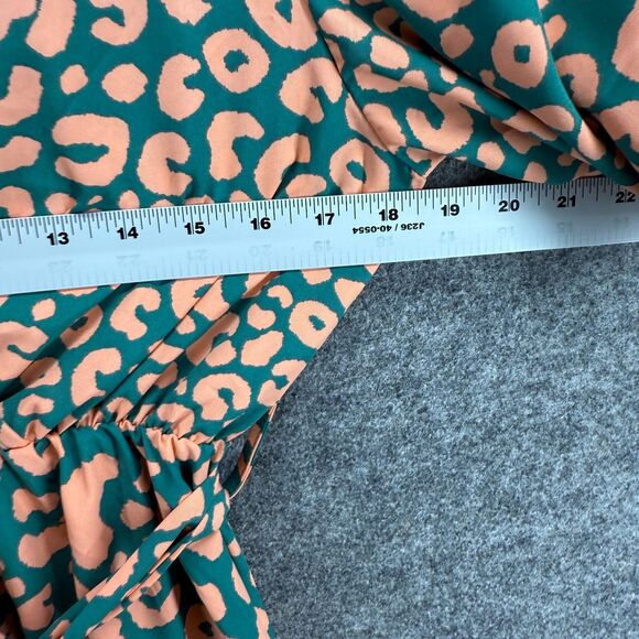 Skue Dress Women L Large Green Animal Print Sheath Midi V-Neck Belted Casual - Picture 3 of 7